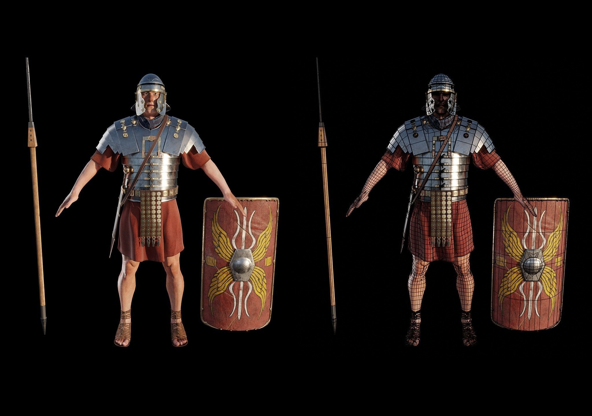 ROMAN LEGIONARY RIGGED-ANIMATED Low-poly 3D model_9