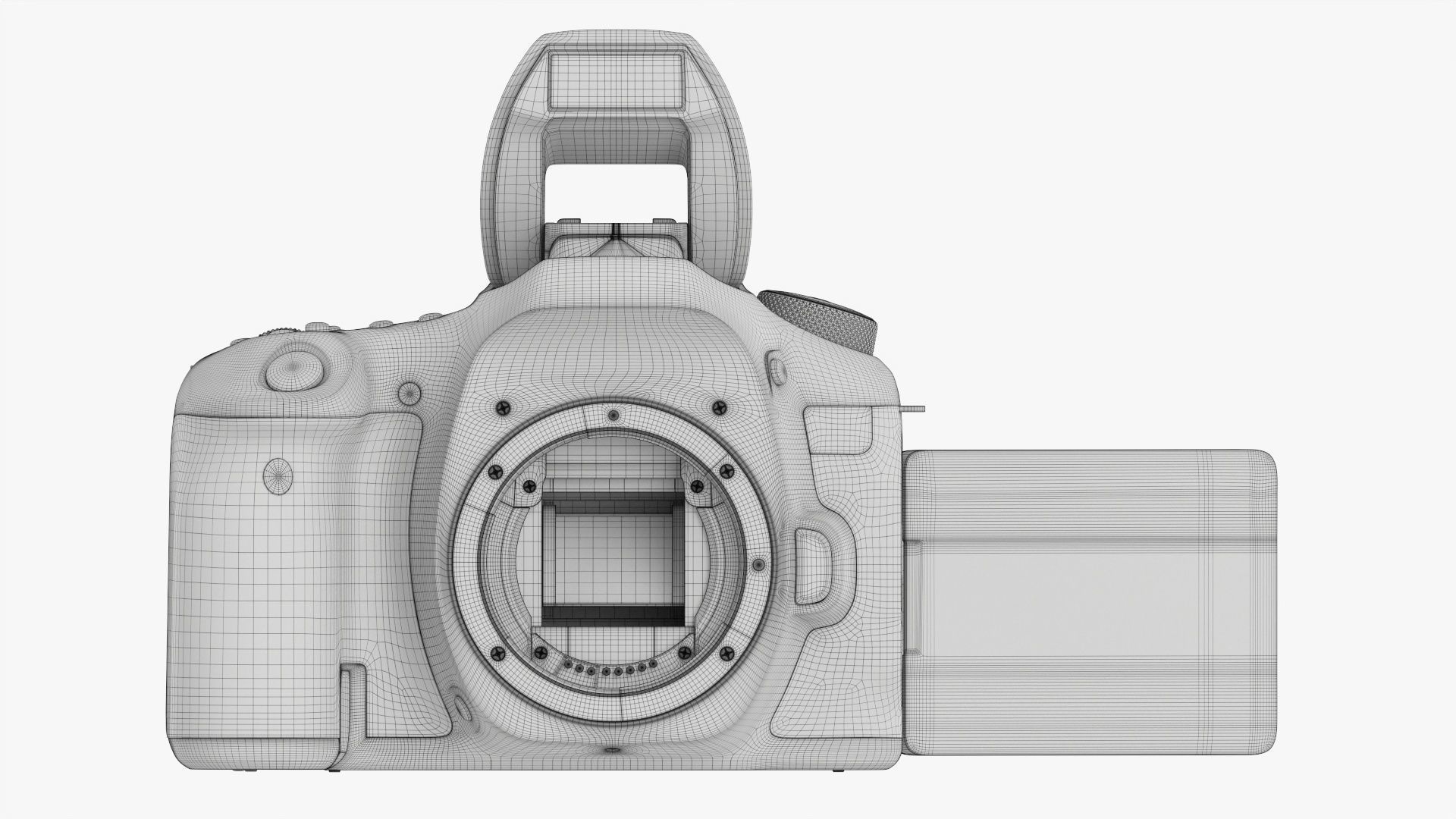 Canon DSLR EOS 90D camera body open 3D model_24