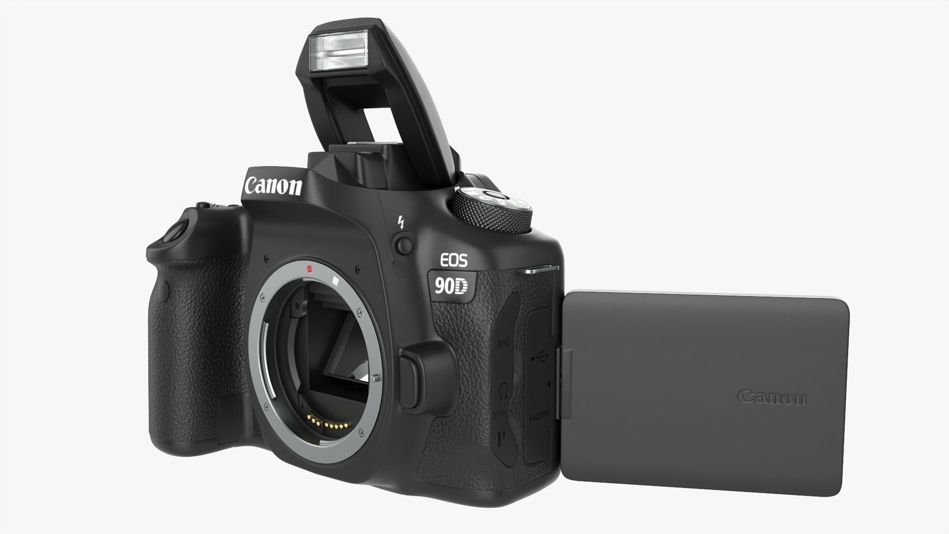Canon DSLR EOS 90D camera body open 3D model_1