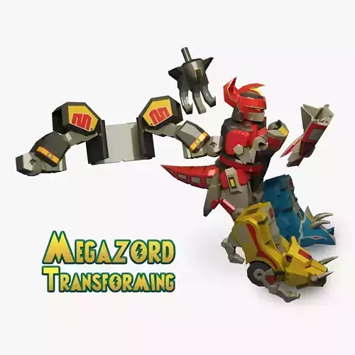 Megazord Power Rangers transforming