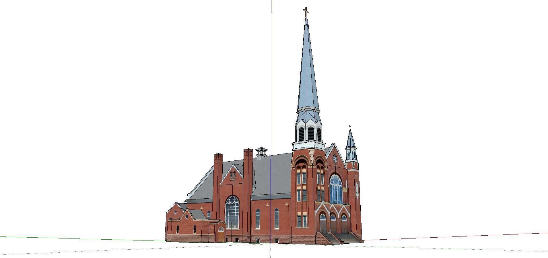 Architecture-Religion-God-Culture-Temple-052 church with steeple 3D model_1