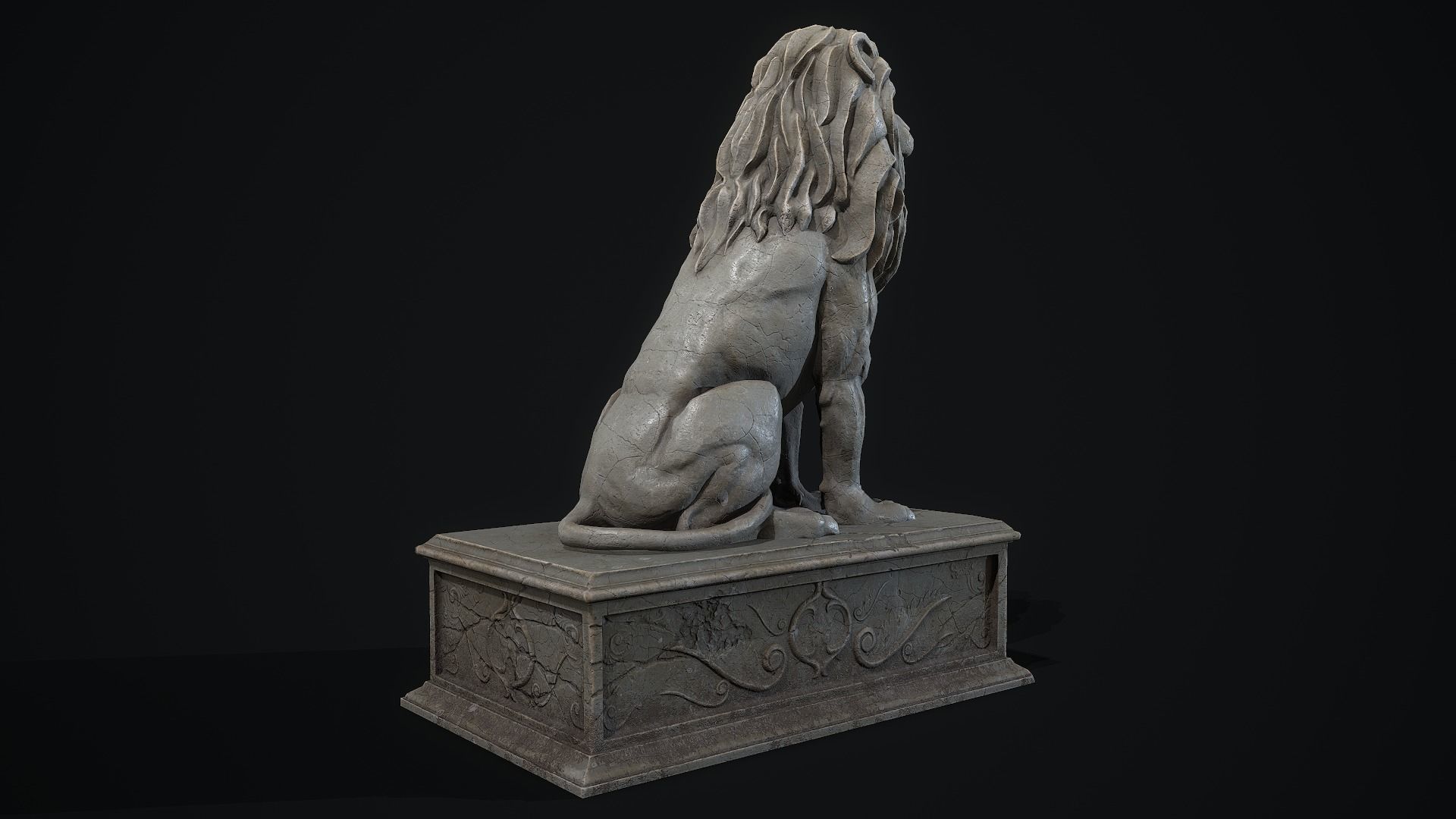 Lion Statue PBR Low-poly 3D model_2