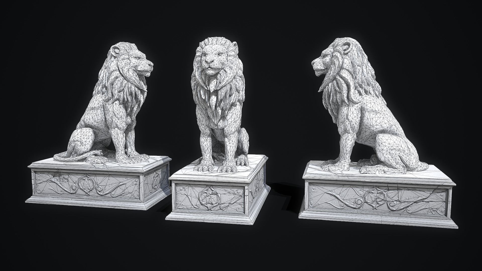 Lion Statue PBR Low-poly 3D model_9