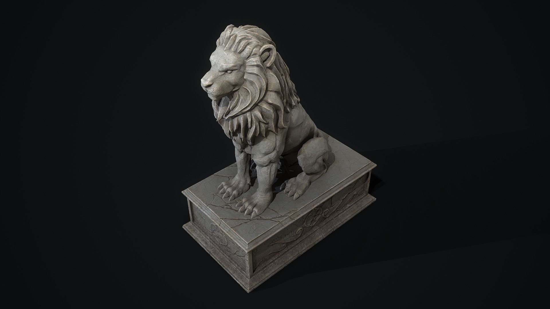 Lion Statue PBR Low-poly 3D model_4