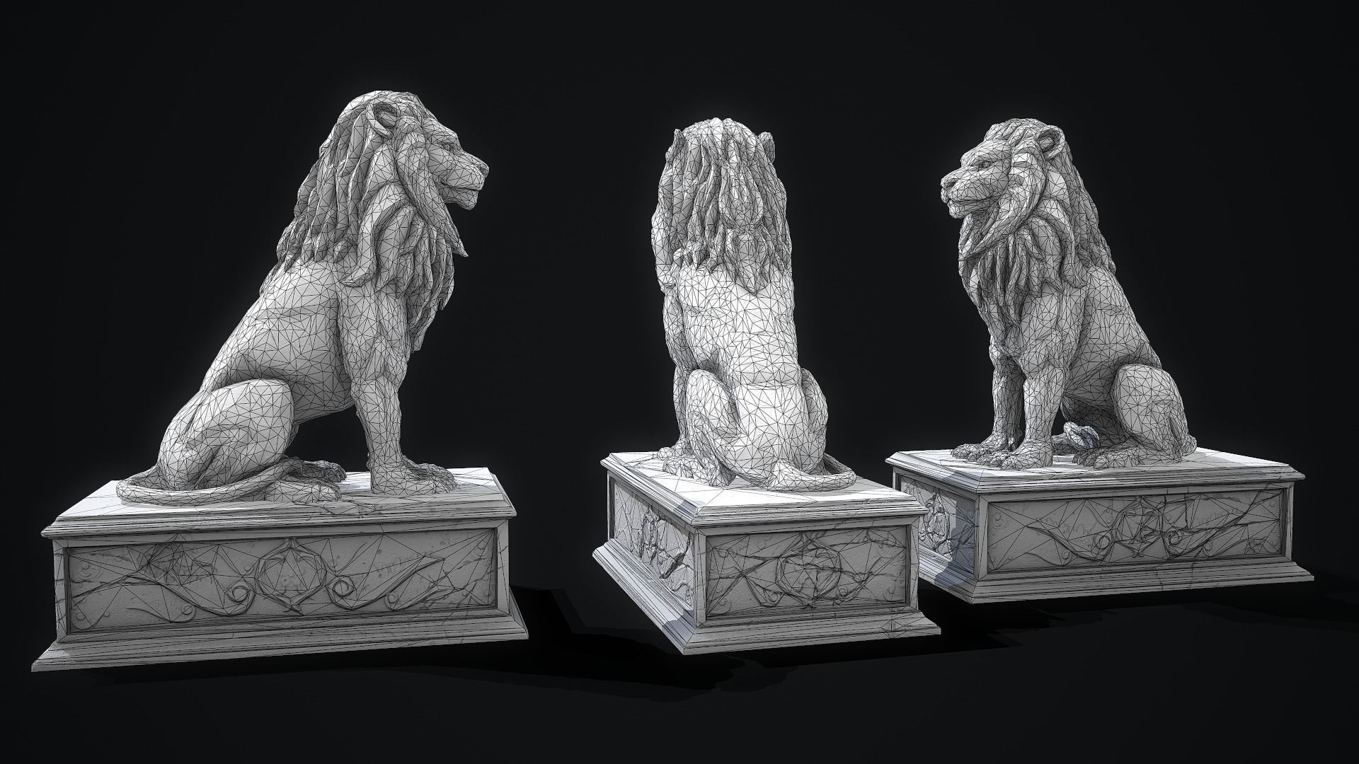 Lion Statue PBR Low-poly 3D model_10