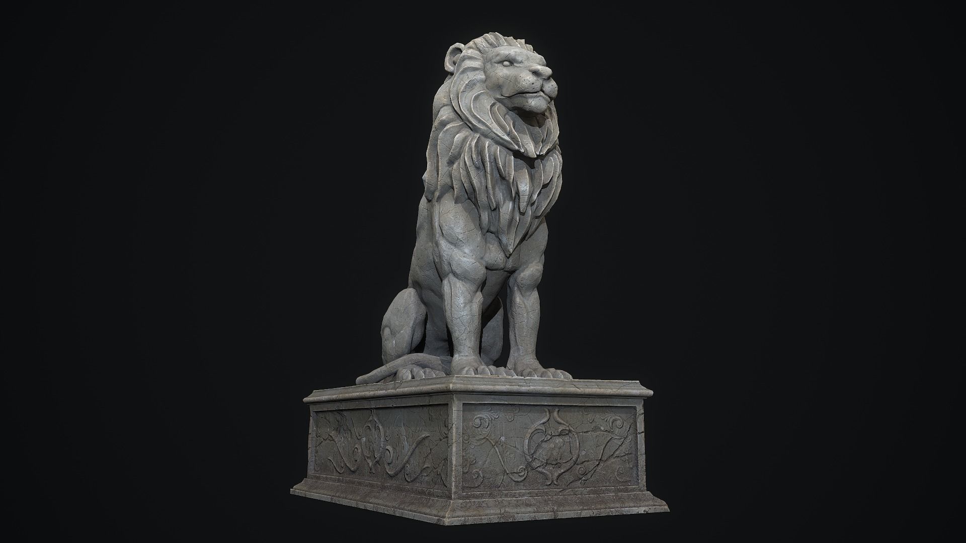 Lion Statue PBR Low-poly 3D model_3