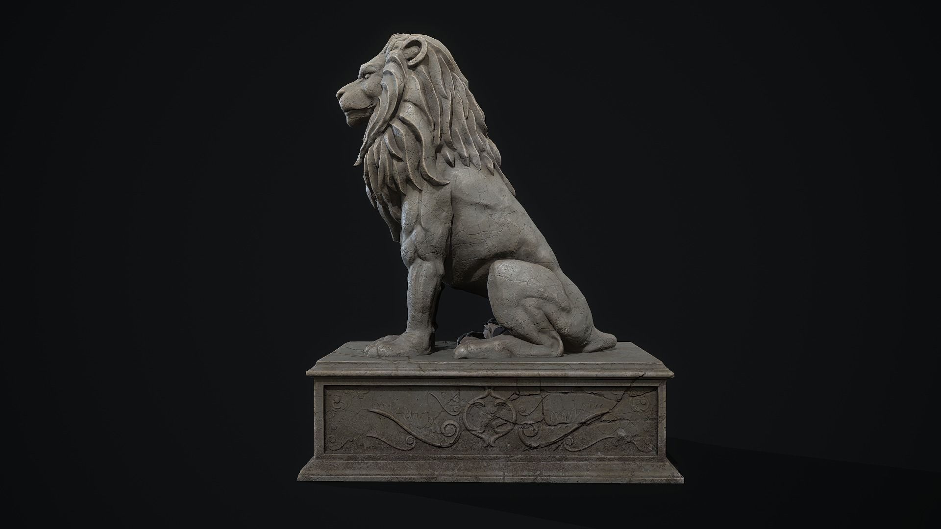 Lion Statue PBR Low-poly 3D model_1