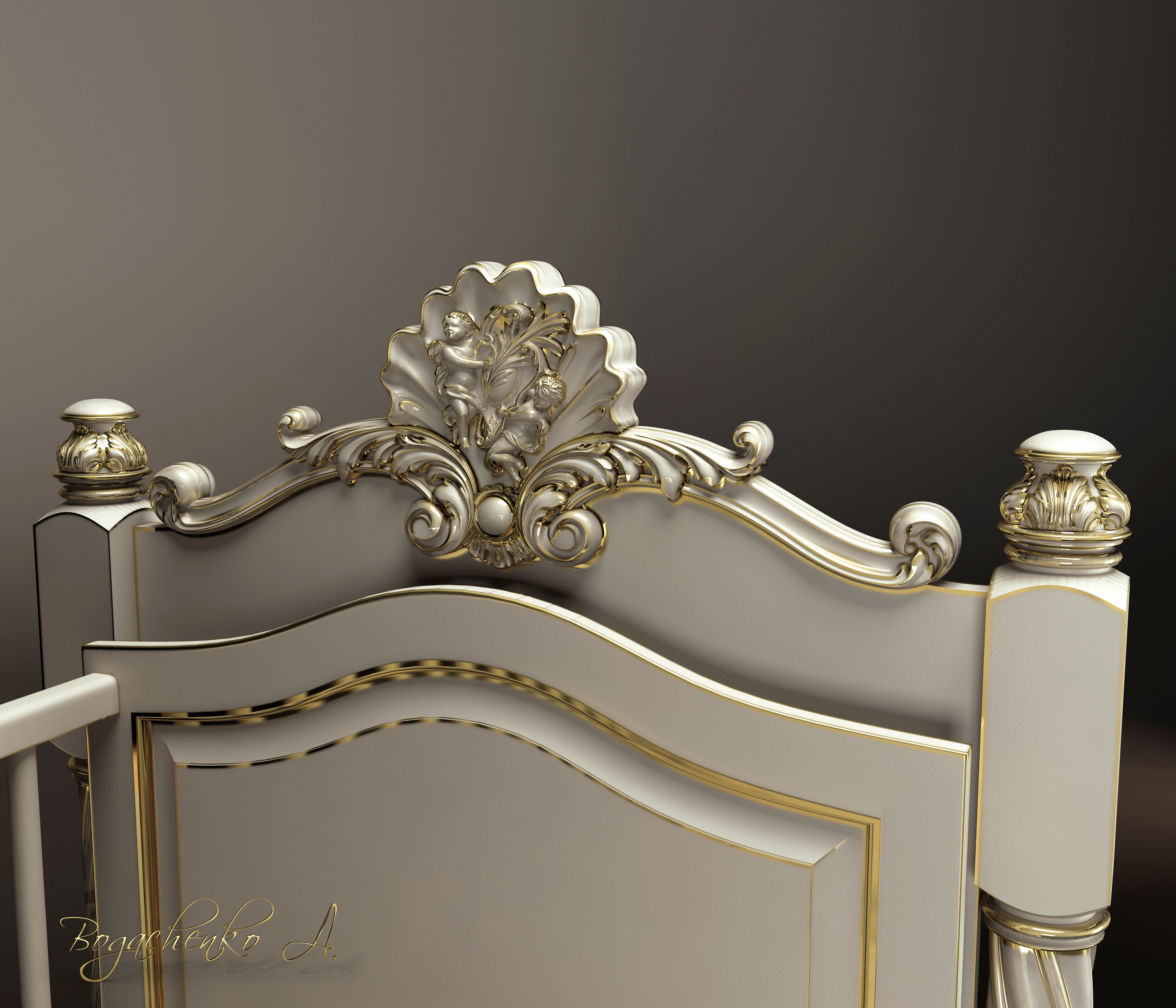 Baby cot 3D model_3