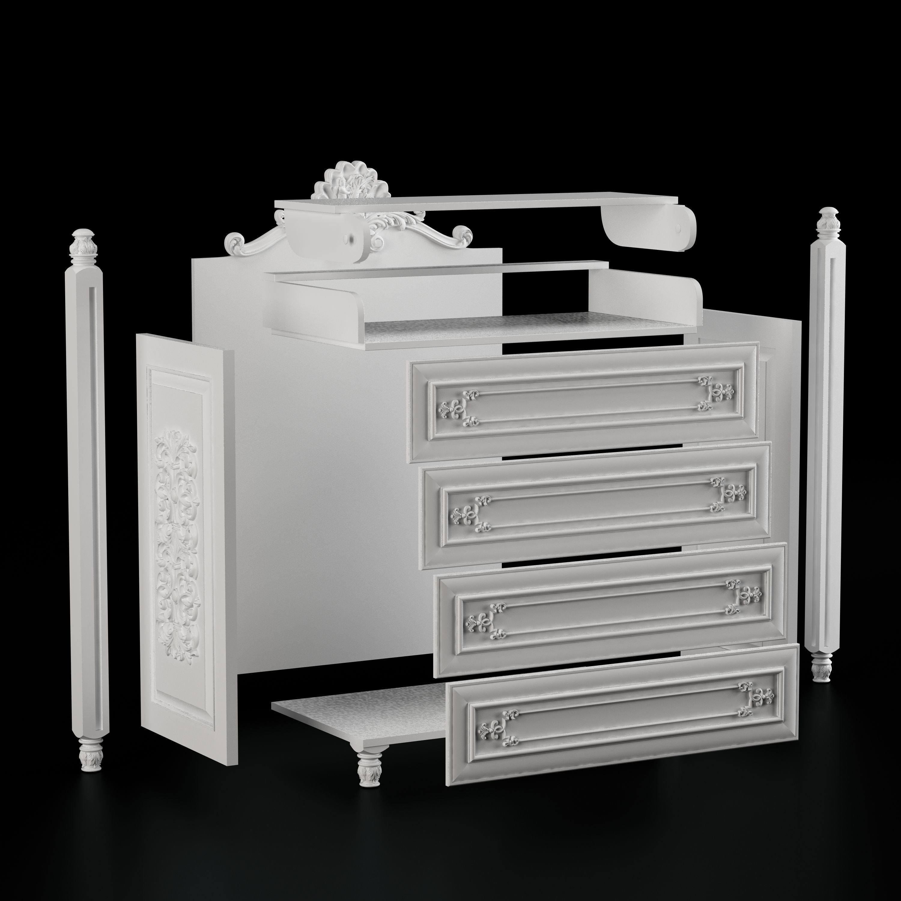 Baby cot 3D model_10