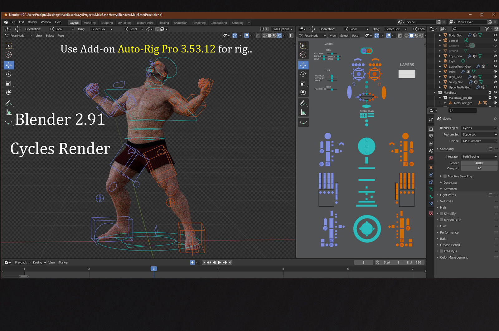 Male Base Heavy Rig Low-poly 3D model_30