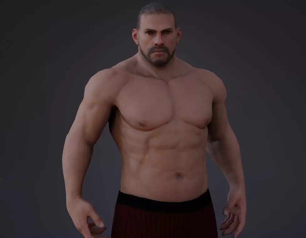 Male Base Heavy Rig Low-poly 3D model_0