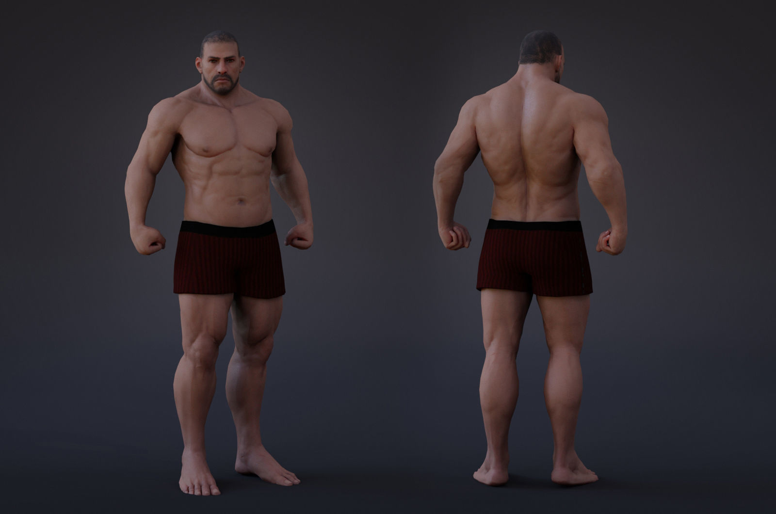 Male Base Heavy Rig Low-poly 3D model_5