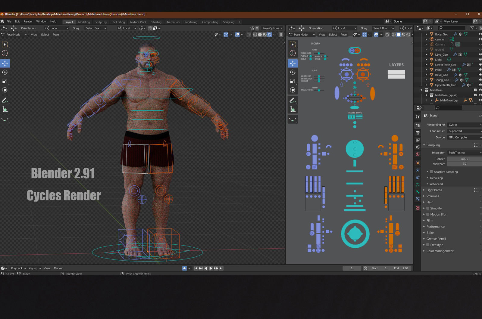 Male Base Heavy Rig Low-poly 3D model_26