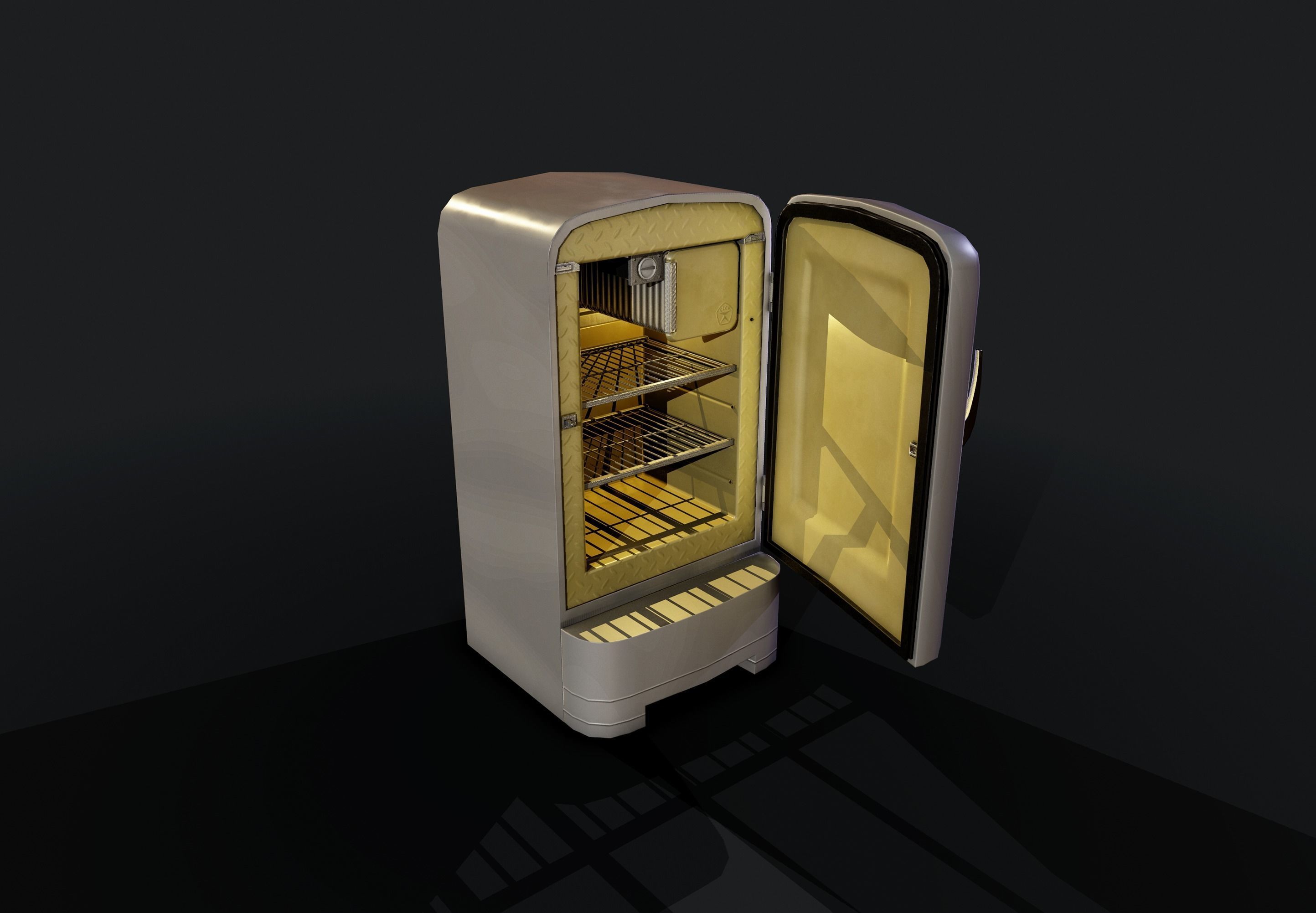 USSR Old refrigerator Low-poly 3D model_2