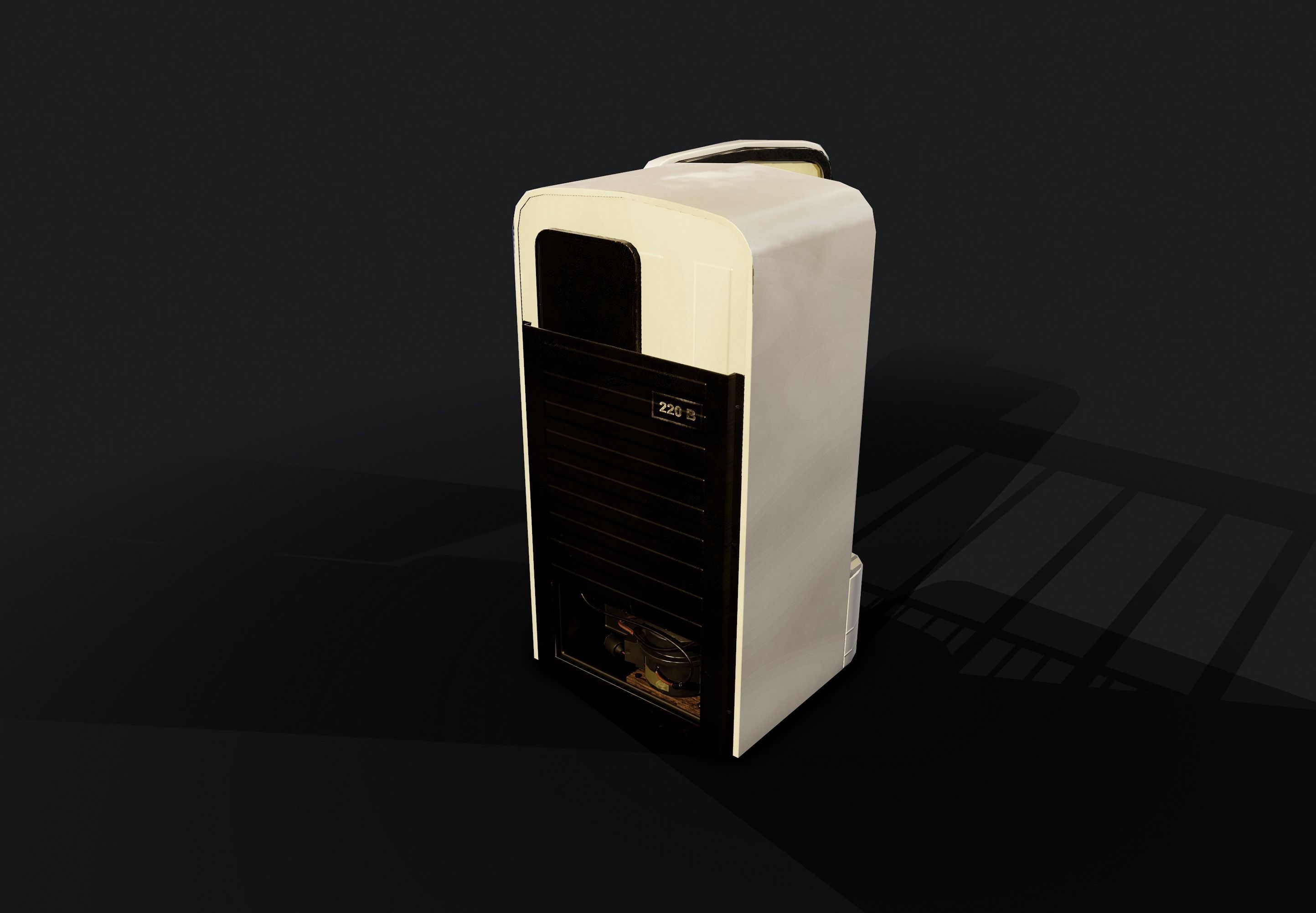 USSR Old refrigerator Low-poly 3D model_7