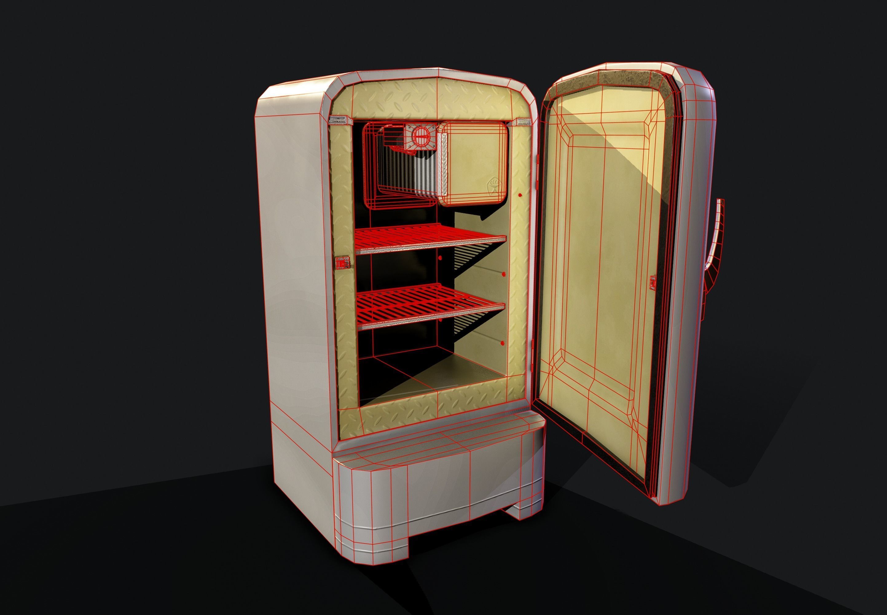 USSR Old refrigerator Low-poly 3D model_11