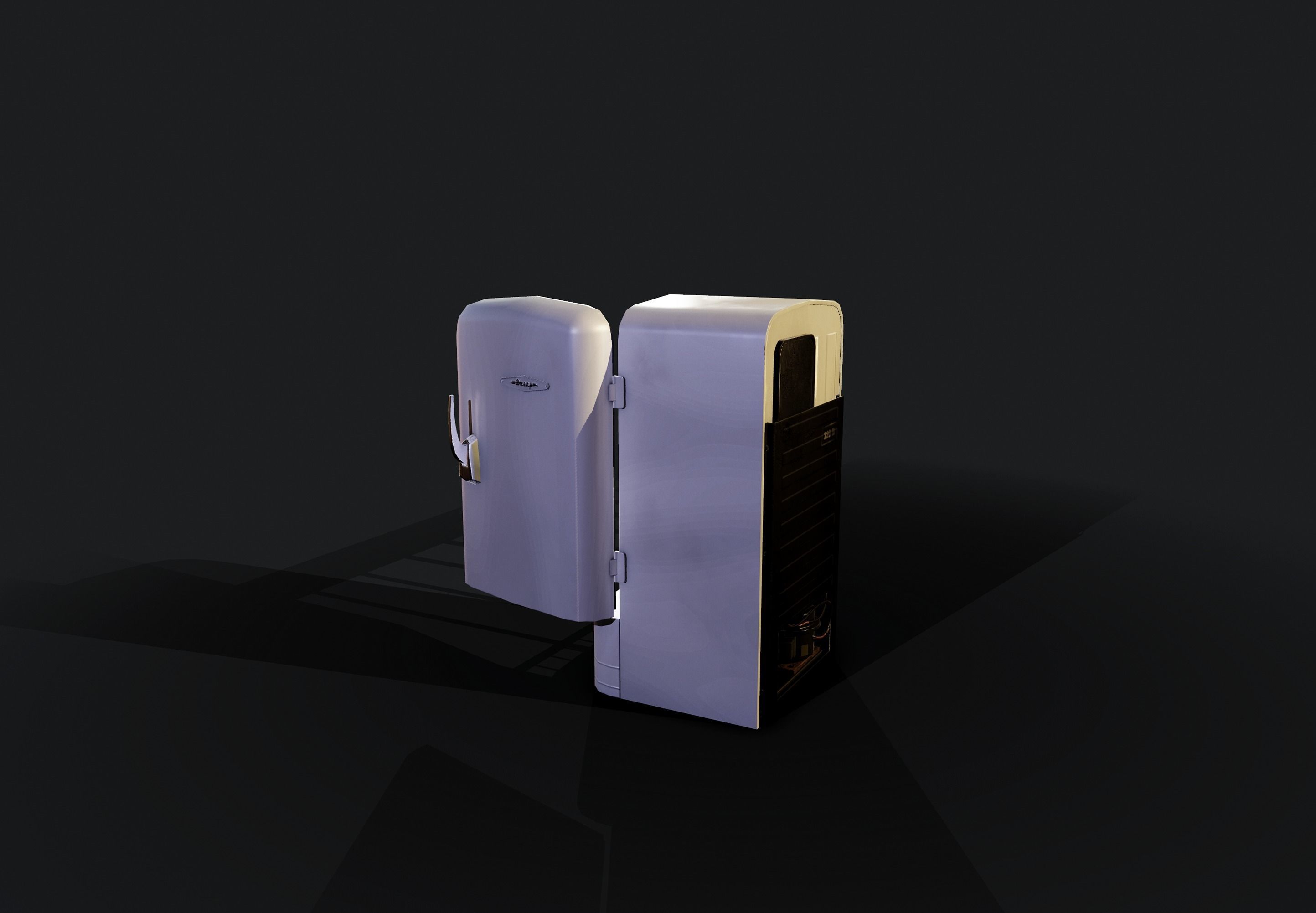 USSR Old refrigerator Low-poly 3D model_5