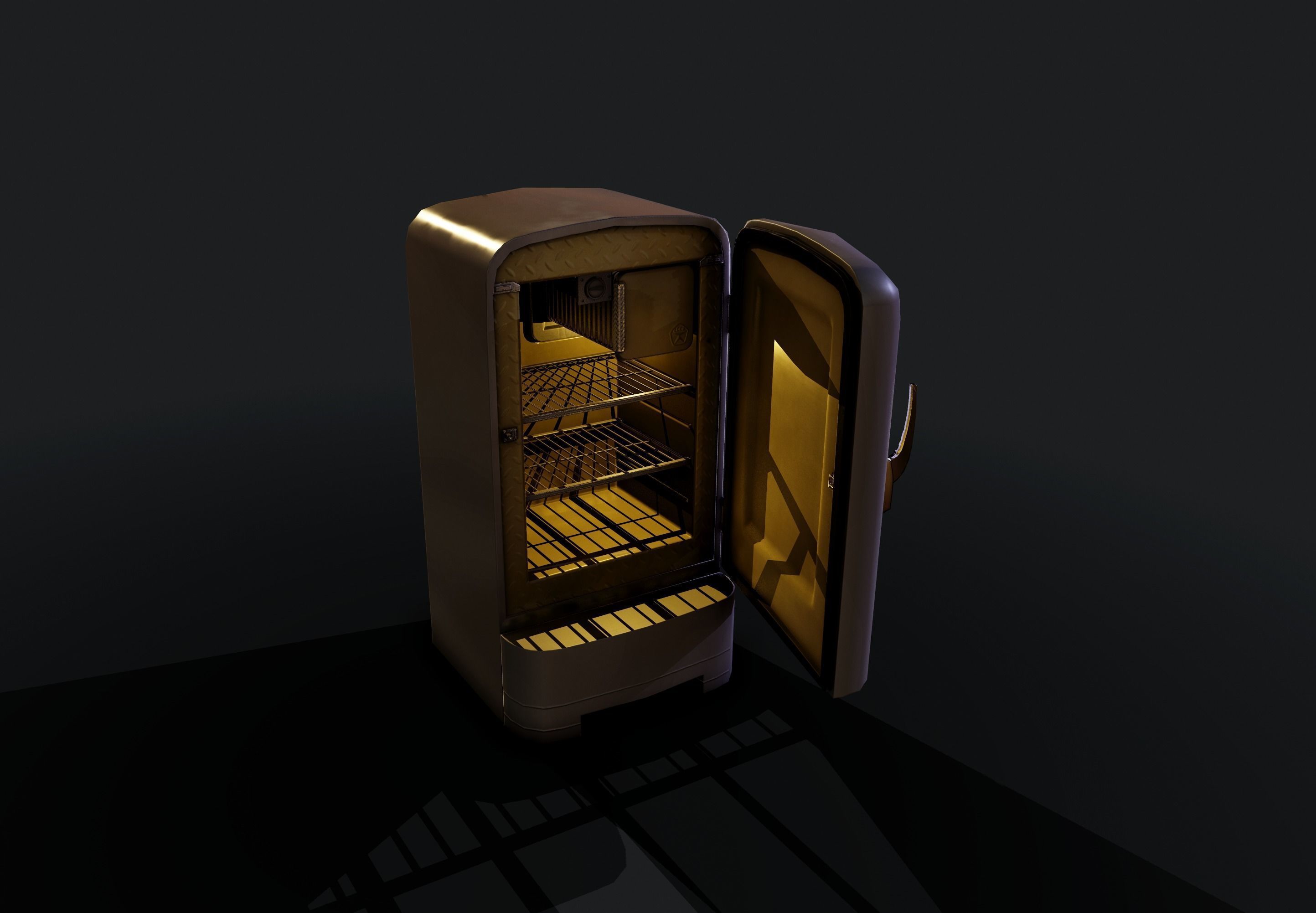 USSR Old refrigerator Low-poly 3D model_4