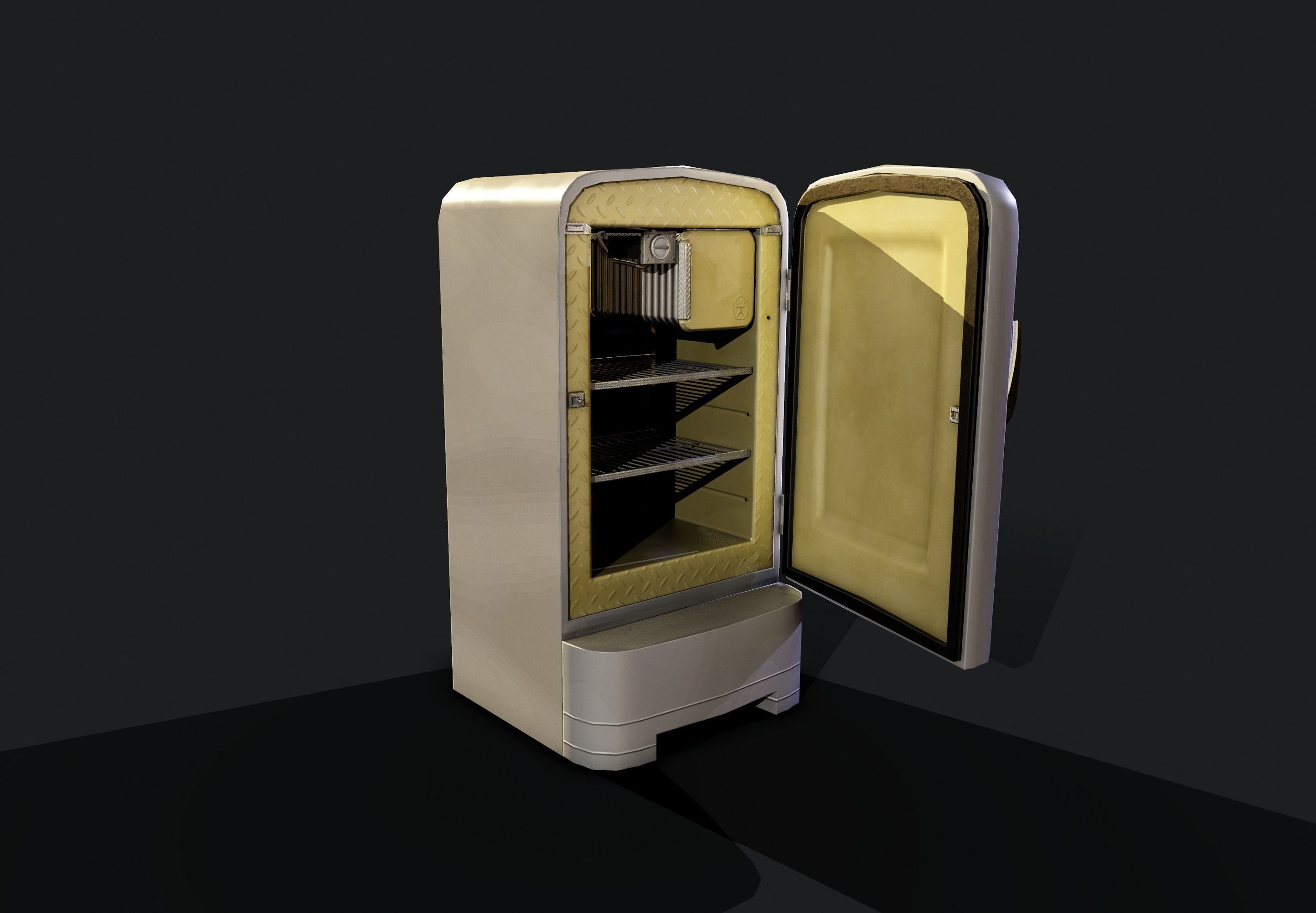 USSR Old refrigerator Low-poly 3D model_6