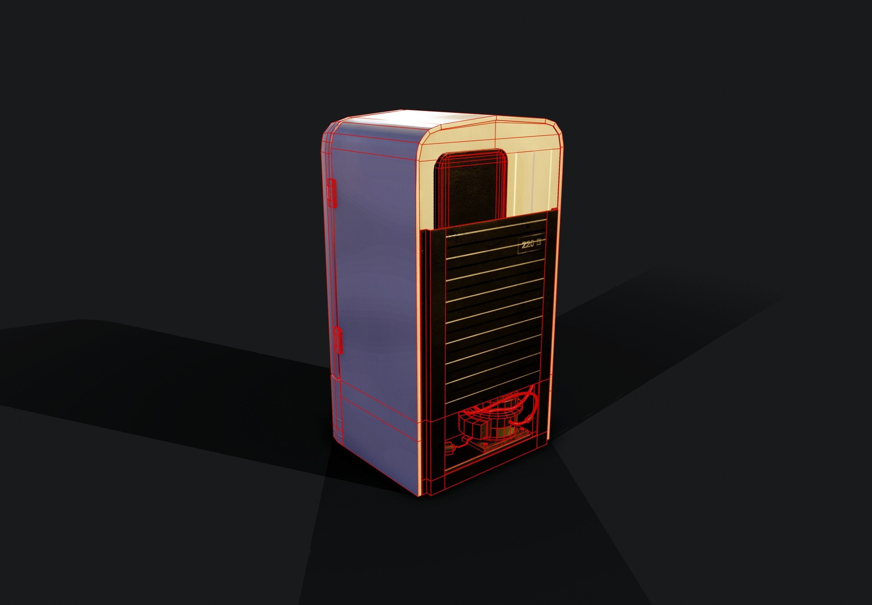 USSR Old refrigerator Low-poly 3D model_9