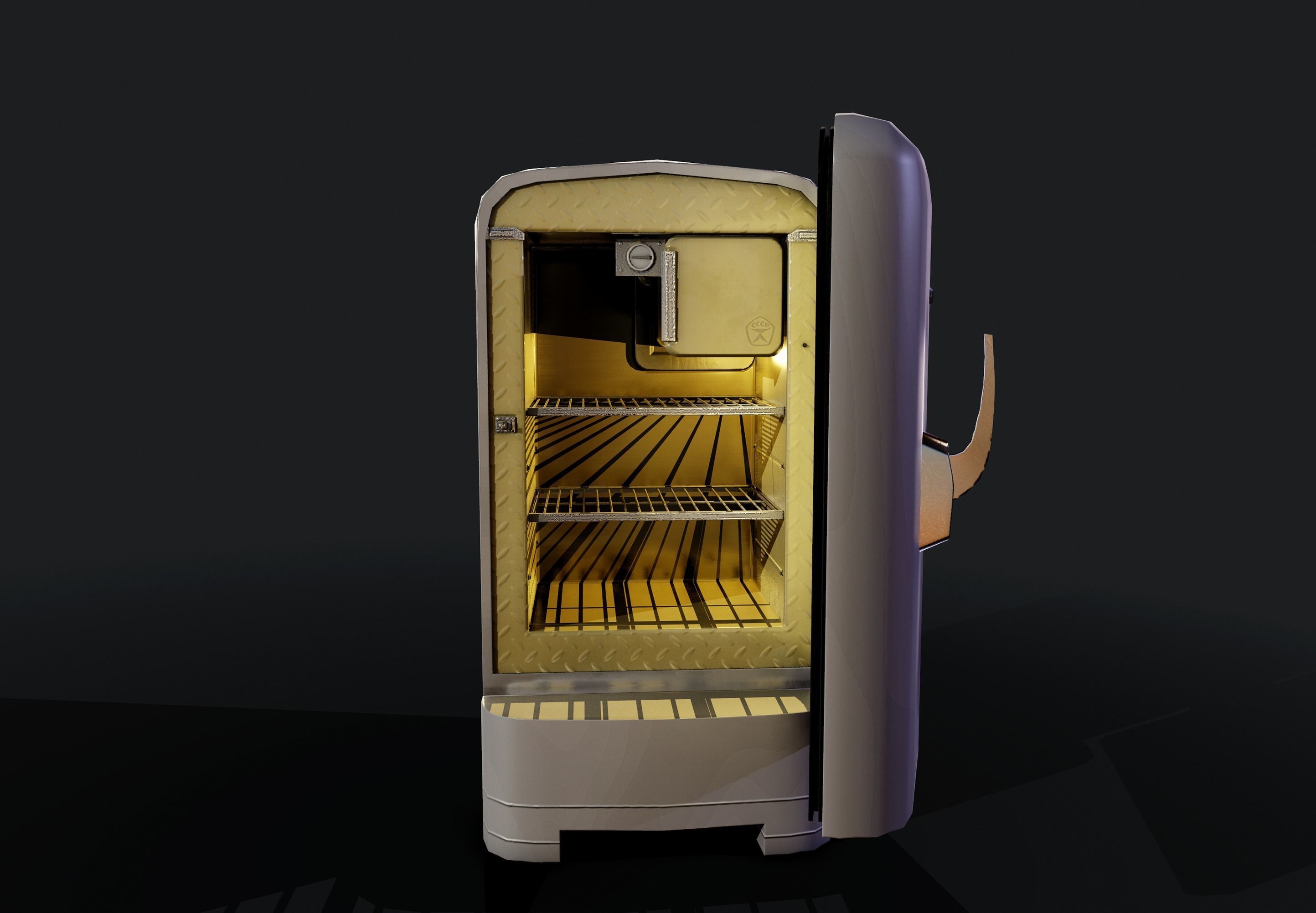 USSR Old refrigerator Low-poly 3D model_3