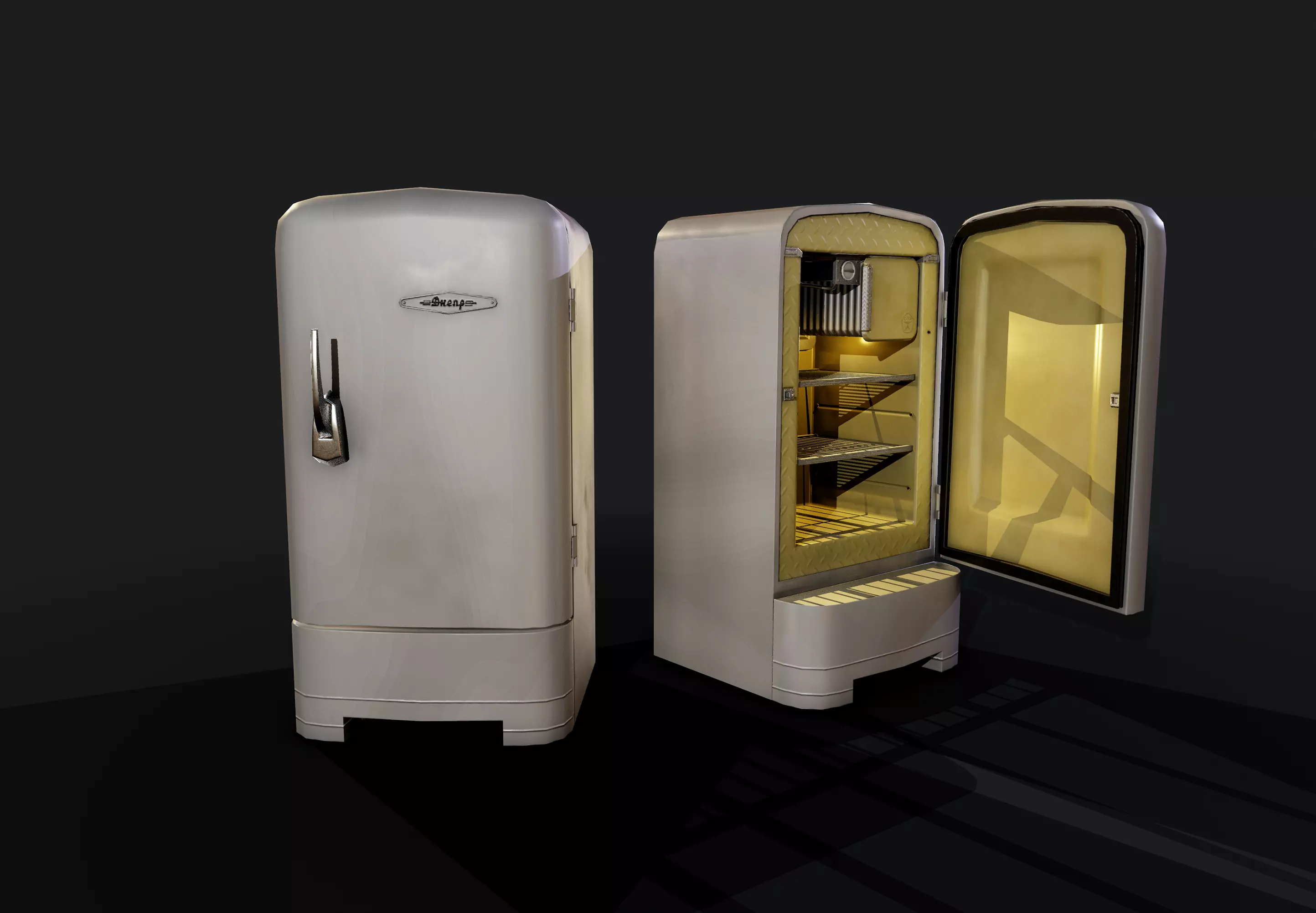 USSR Old refrigerator Low-poly 3D model_0