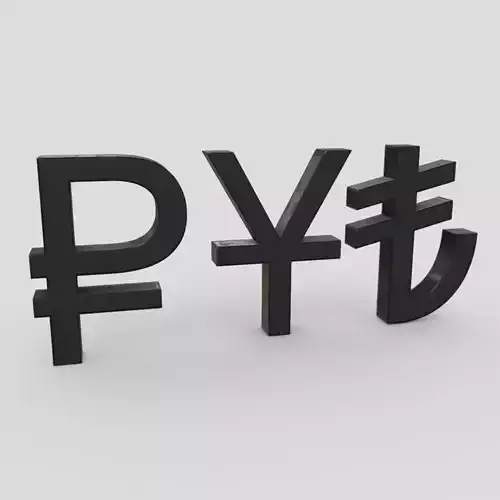 CC0 - Currency Symbols 3 Free low-poly 3D model