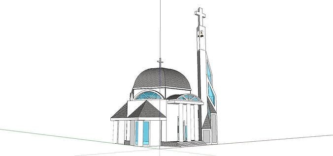 Architecture-Religion-God-Culture-Temple-069 church with cros... 3D model