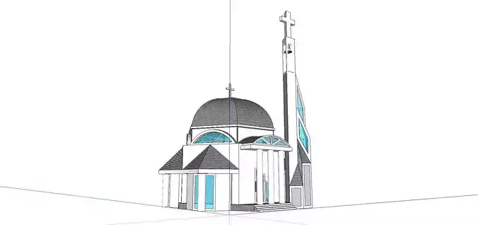 Architecture-Religion-God-Culture-Temple-069 church with cros... 3D model