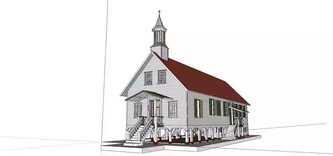 Architecture-Religion-God-Culture-Temple-074 church with stee... 3D model