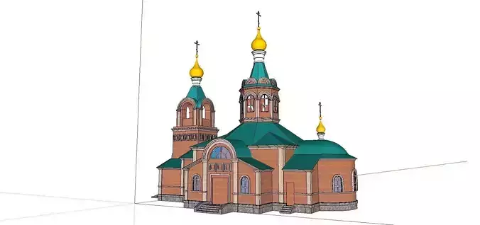 Architecture-Religion-God-Culture-Temple-079 church with two ... 3D model