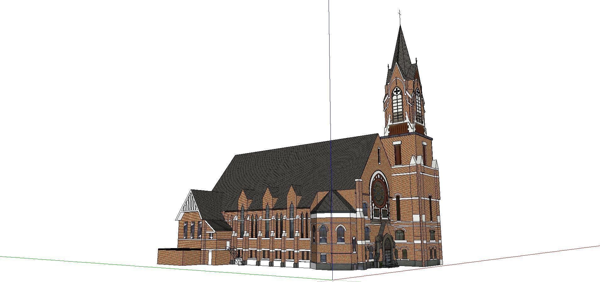 Architecture-Religion-God-Culture-Temple-085 church with steeple 3D model_1