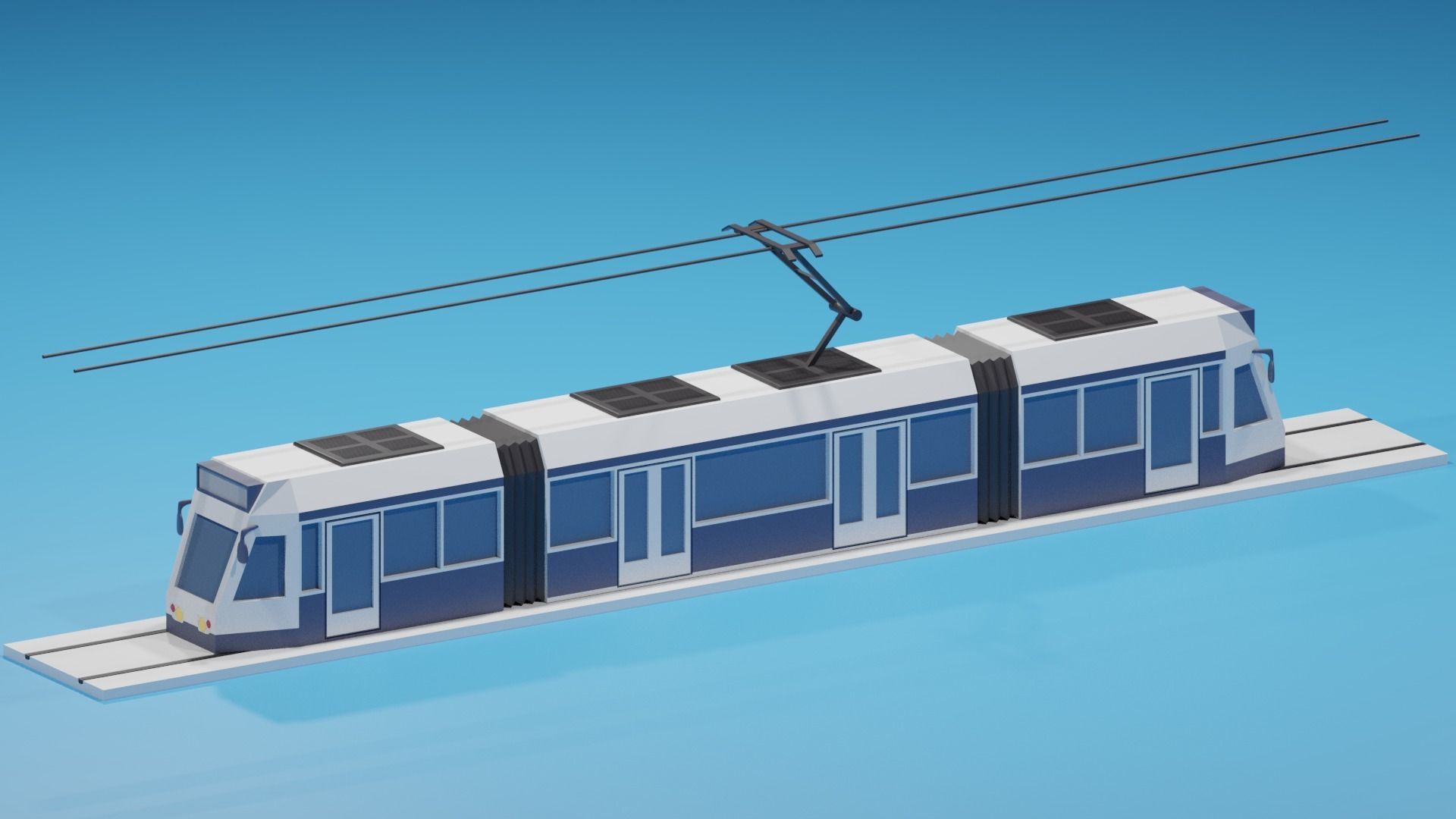 lowpoly Cartoon Tram Low-poly 3D model_3