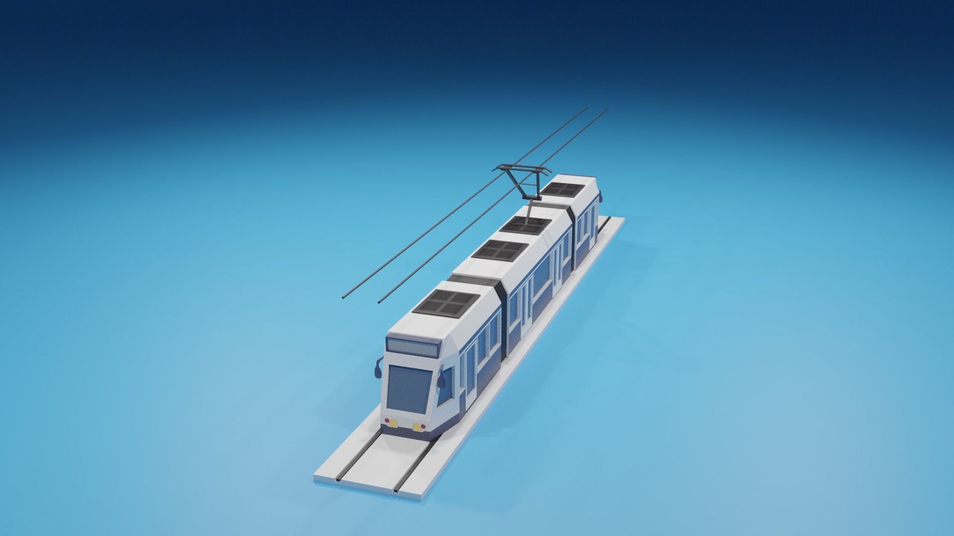 lowpoly Cartoon Tram Low-poly 3D model_18
