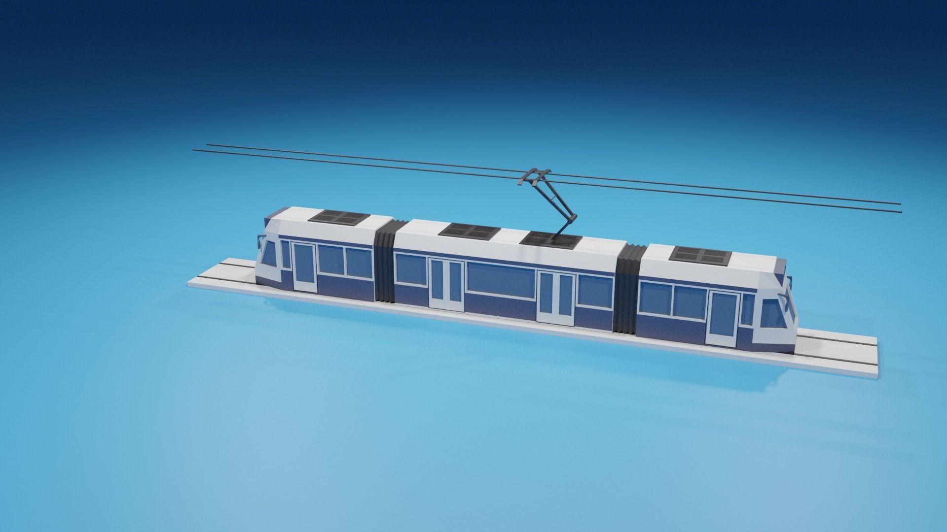 lowpoly Cartoon Tram Low-poly 3D model_14