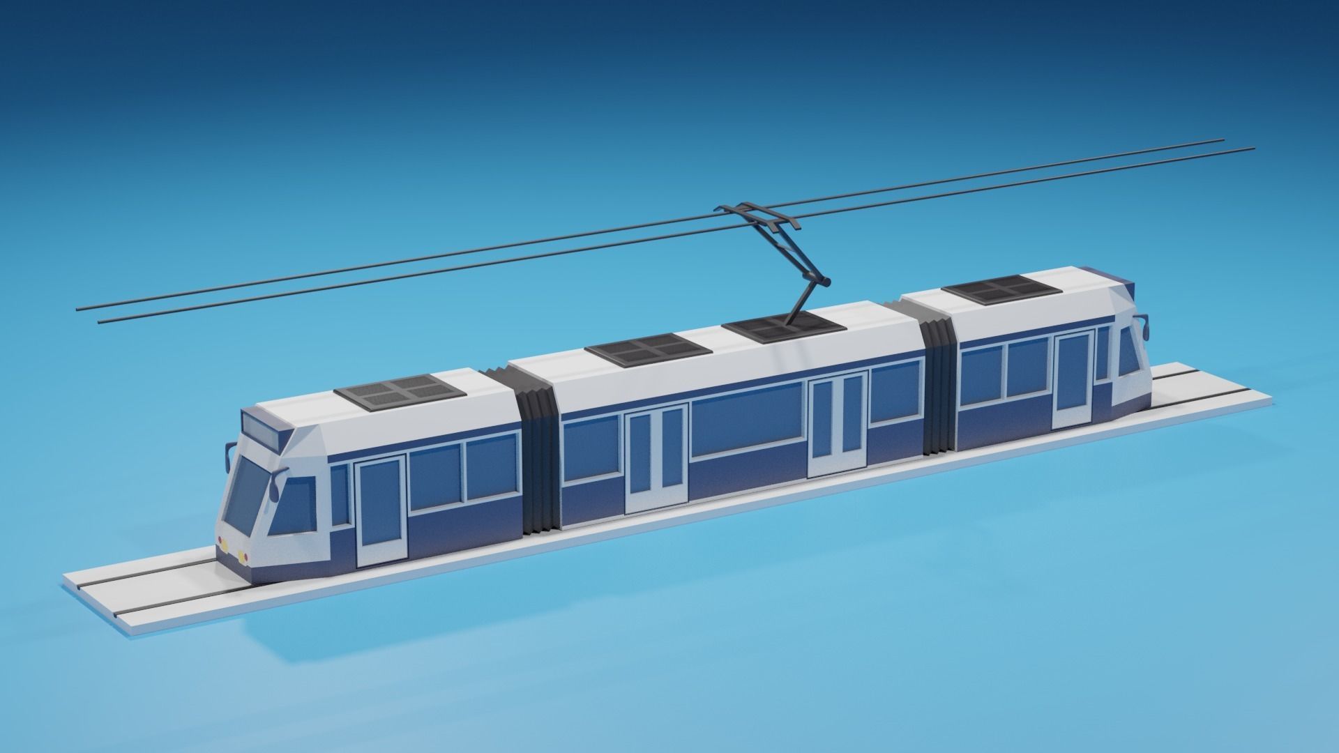 lowpoly Cartoon Tram Low-poly 3D model_1