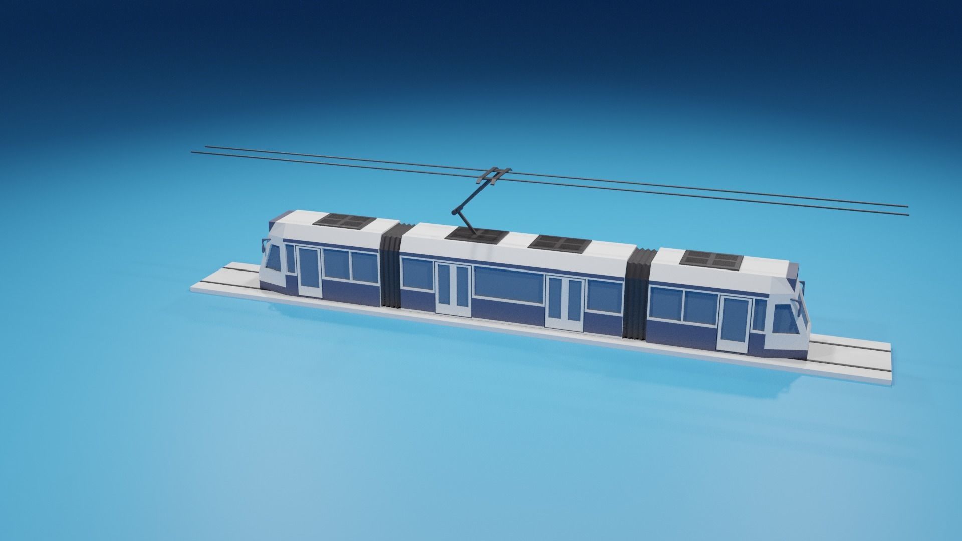 lowpoly Cartoon Tram Low-poly 3D model_9