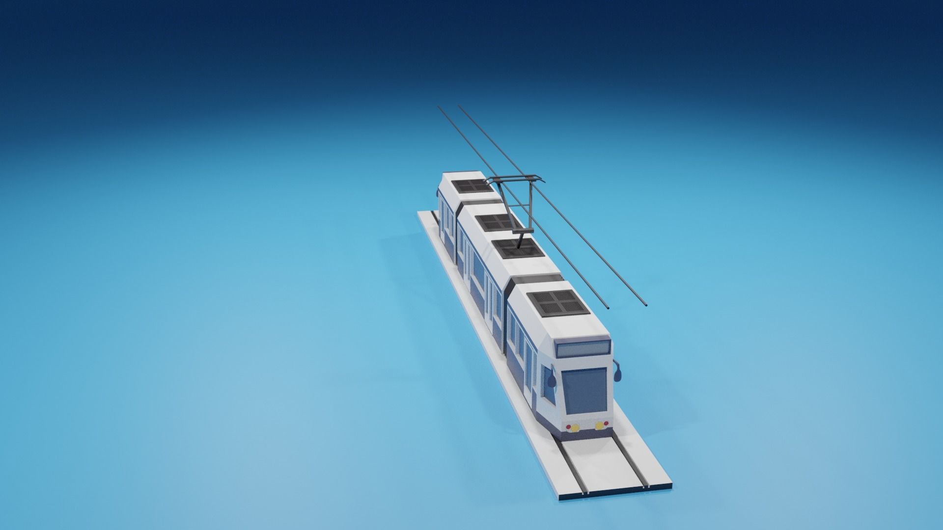 lowpoly Cartoon Tram Low-poly 3D model_12