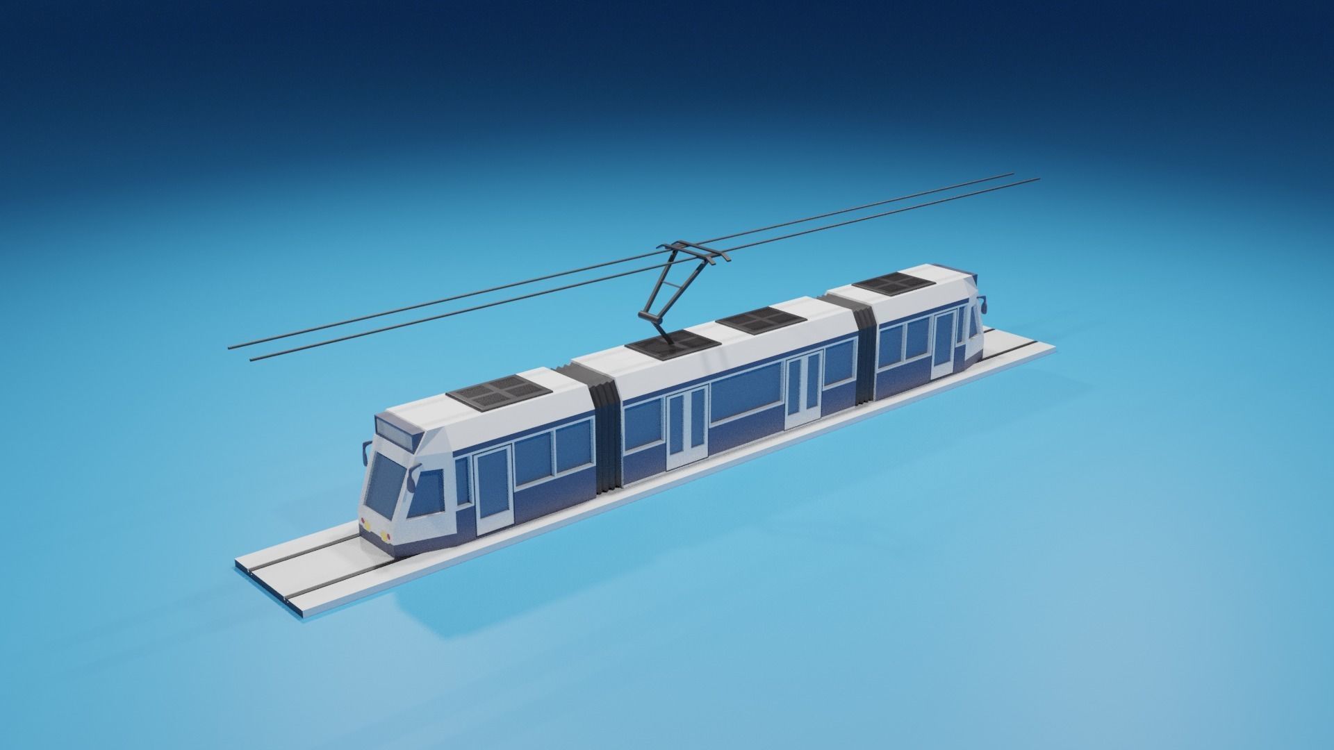 lowpoly Cartoon Tram Low-poly 3D model_17
