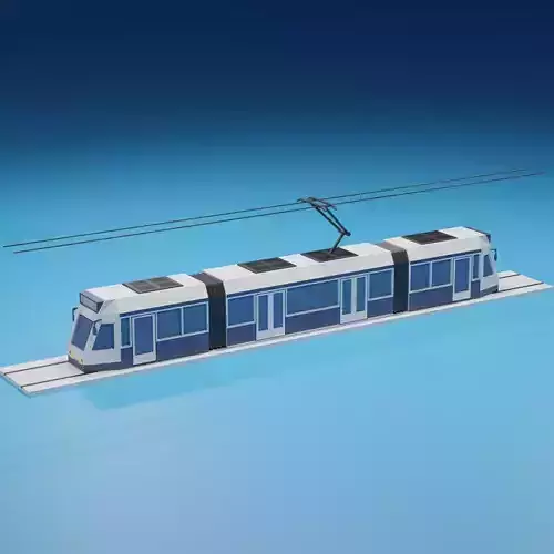 lowpoly Cartoon Tram Low-poly 3D model