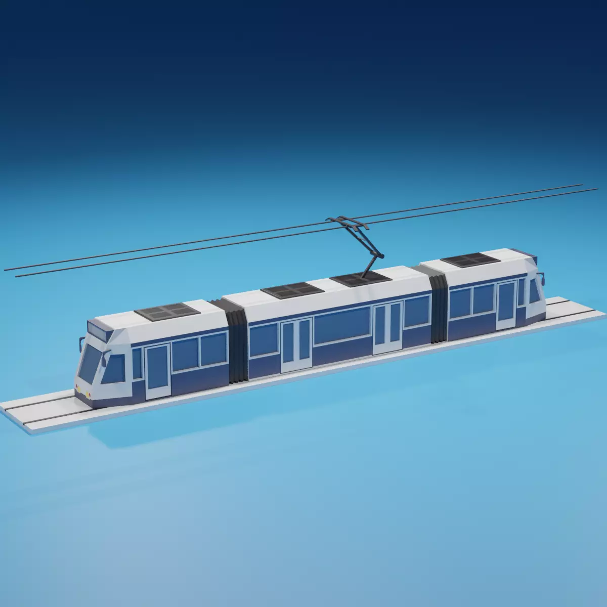 lowpoly Cartoon Tram Low-poly 3D model_0