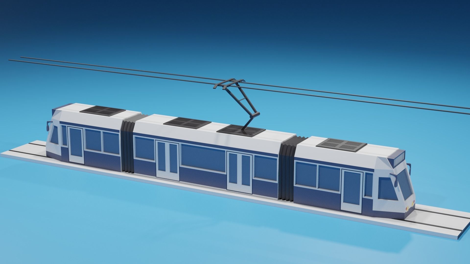 lowpoly Cartoon Tram Low-poly 3D model_2