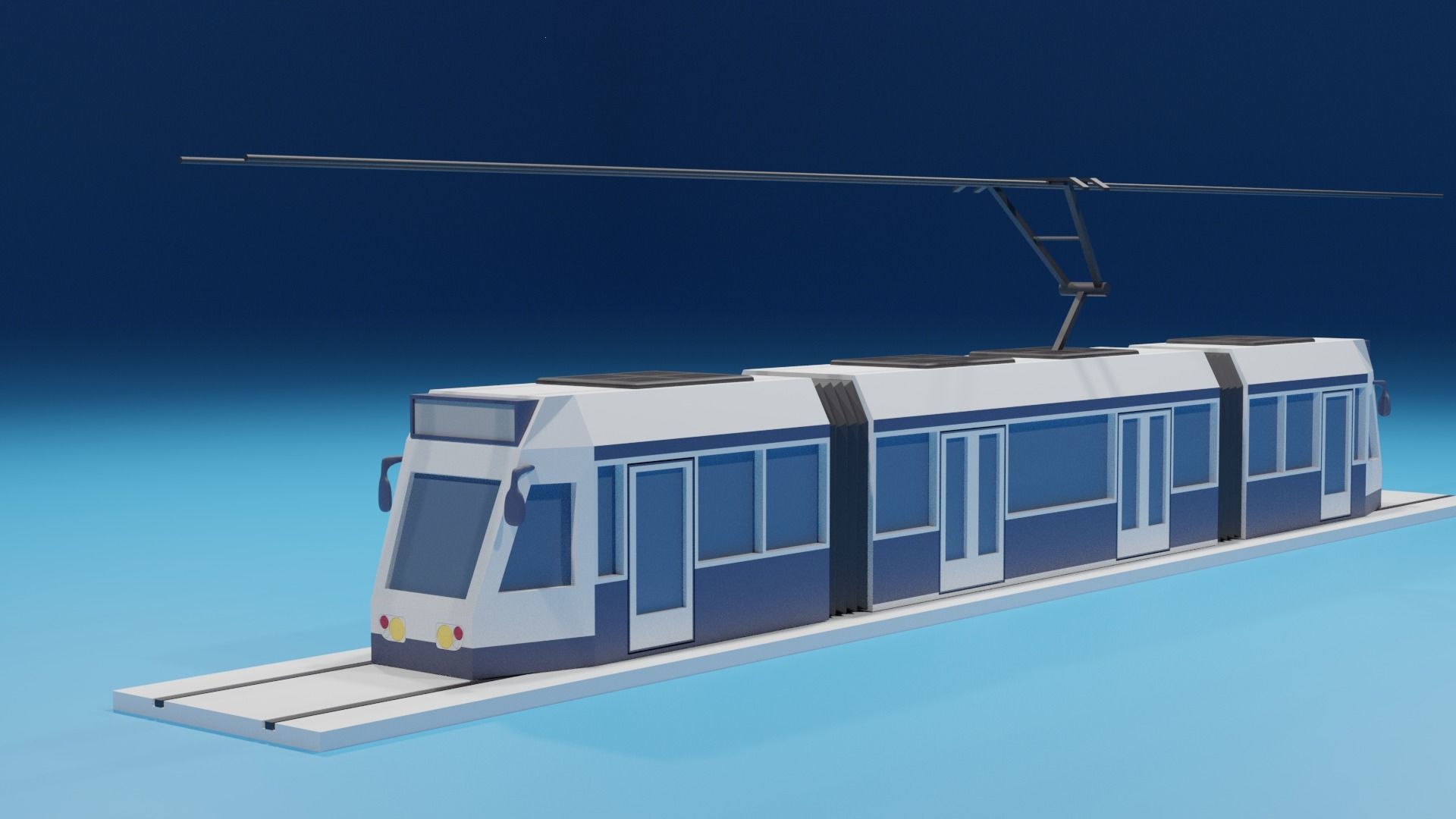 lowpoly Cartoon Tram Low-poly 3D model_7