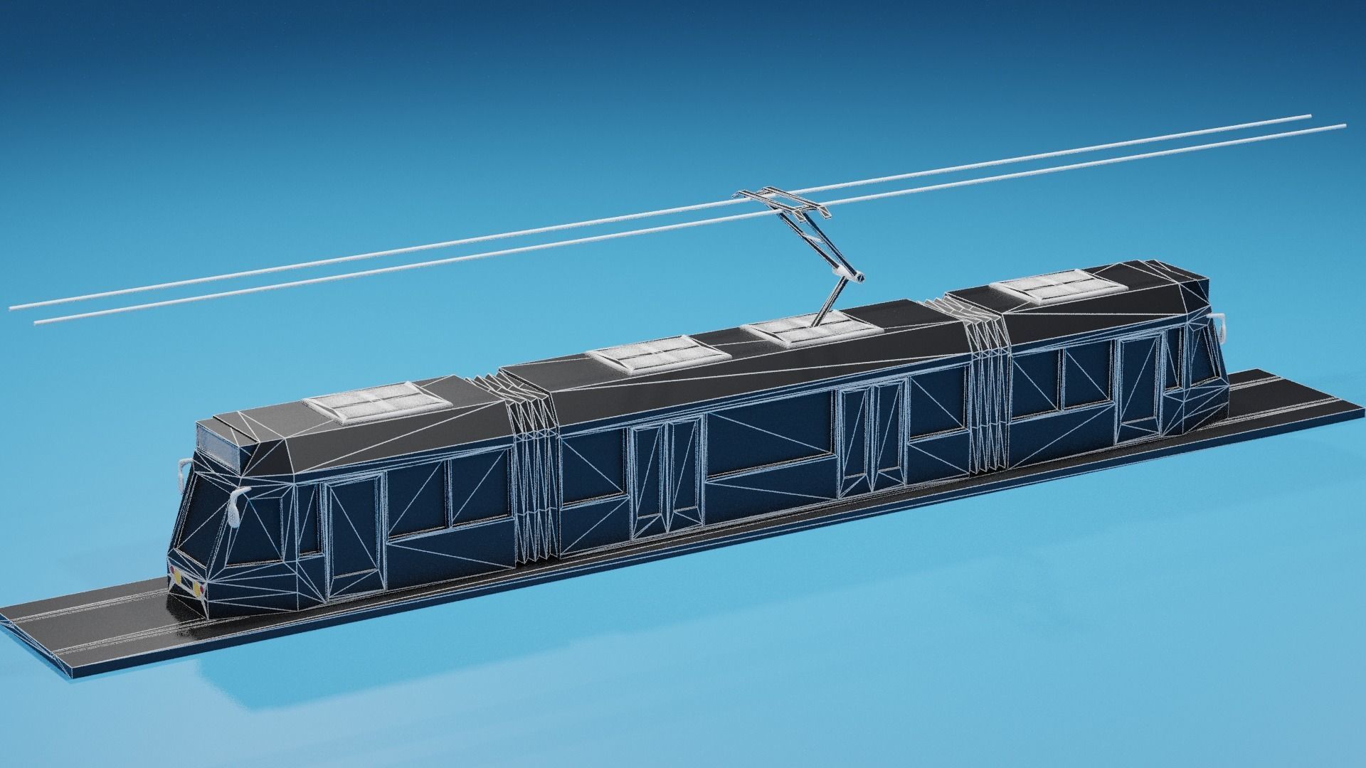lowpoly Cartoon Tram Low-poly 3D model_8