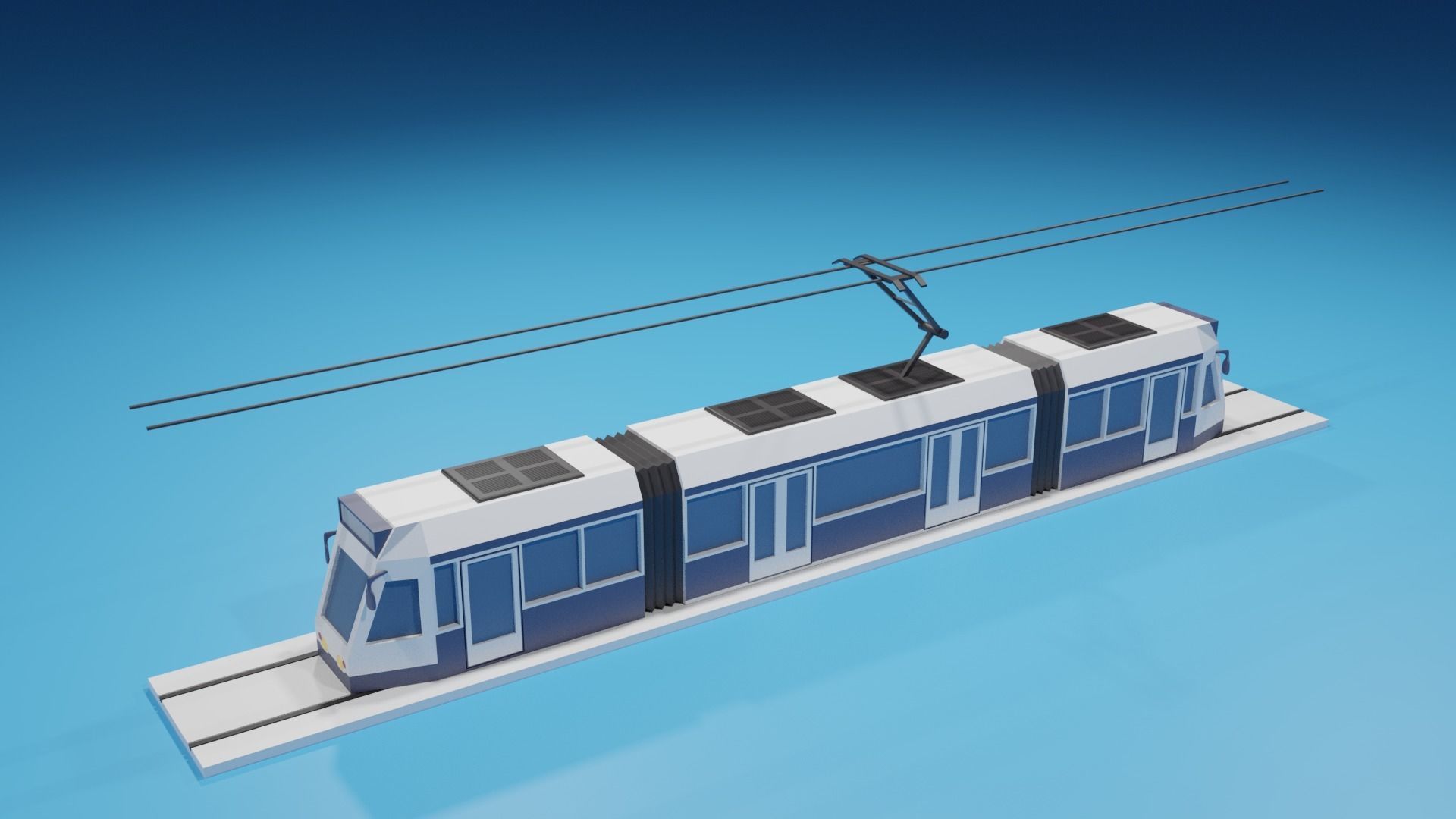 lowpoly Cartoon Tram Low-poly 3D model_6