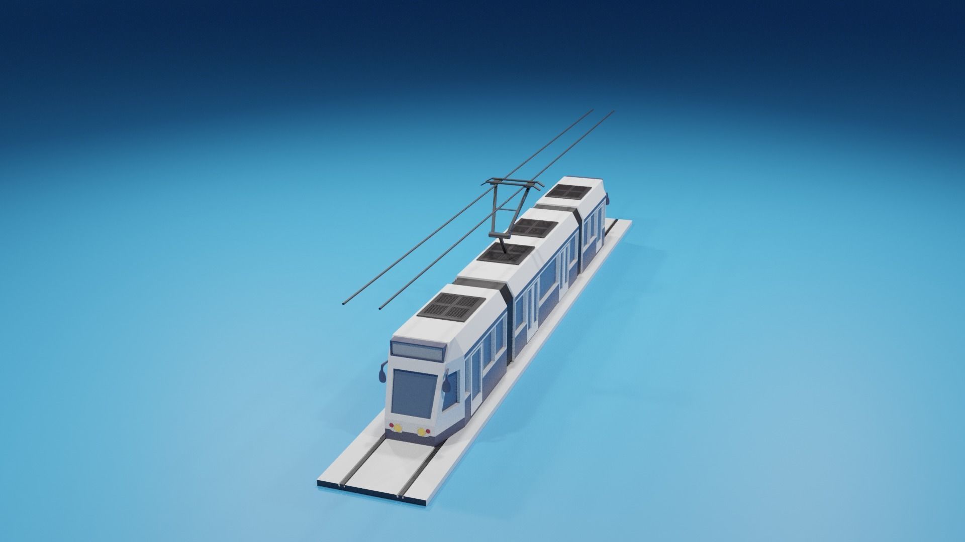 lowpoly Cartoon Tram Low-poly 3D model_15