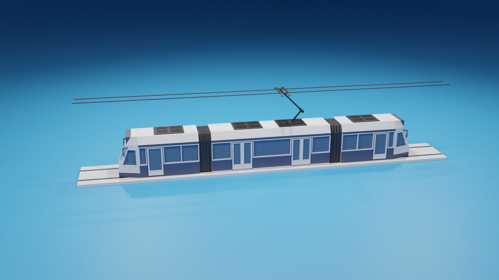 lowpoly Cartoon Tram Low-poly 3D model_10