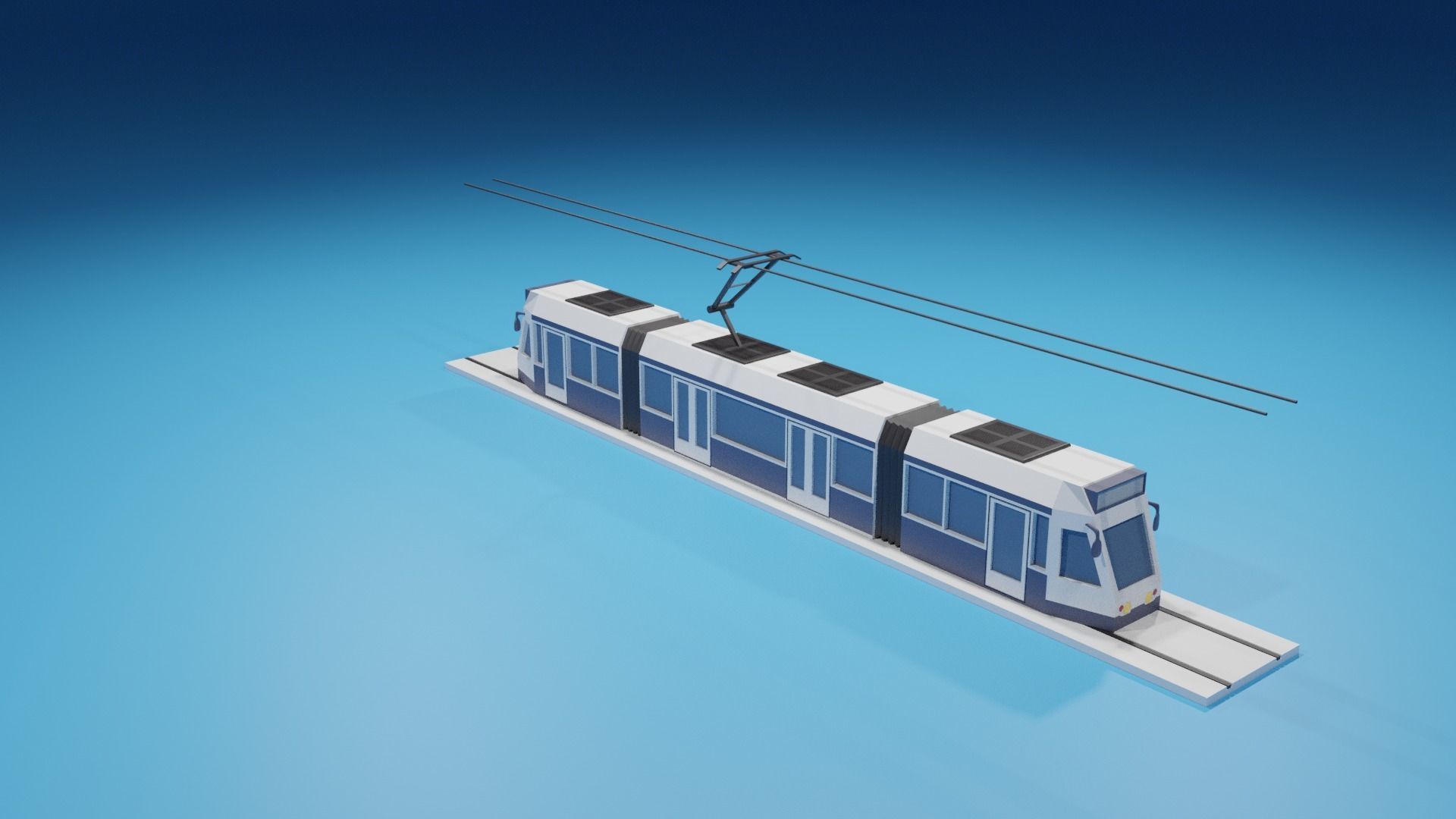 lowpoly Cartoon Tram Low-poly 3D model_19