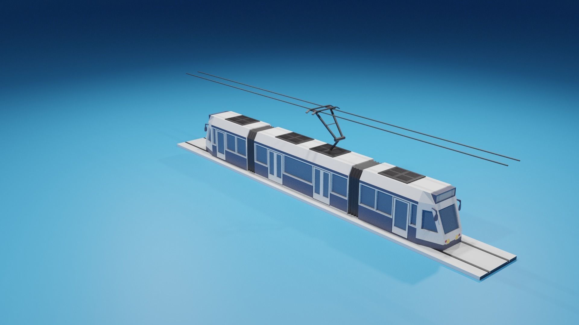 lowpoly Cartoon Tram Low-poly 3D model_13