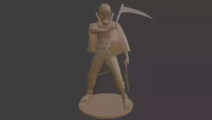 Hanzo man holding scythe 3D print model